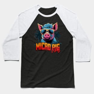 Retro Wave Happy Micro Pig Miami Vibes Baseball T-Shirt